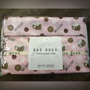 Rae Dunn Sweet Holiday Pink Twin Sheet Set